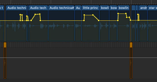 Screenshot of audio levels in GarageBand